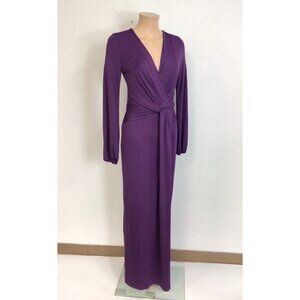 Purple Maxi Dress Gown Side Sash Womens Small New